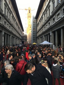 Outside the  Uffizi  - there are cars in there somewhere!