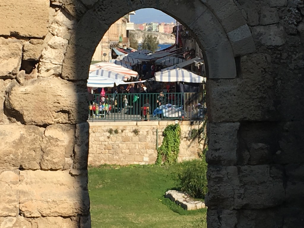 Market Ortigia viewed from the Temple of Apollo